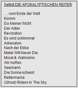 Setlist Die Apokalyptischen Reiter