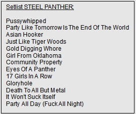 Setlist Steel Panther