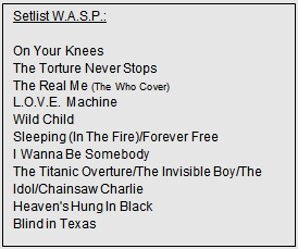 Setlist W.A.S.P.